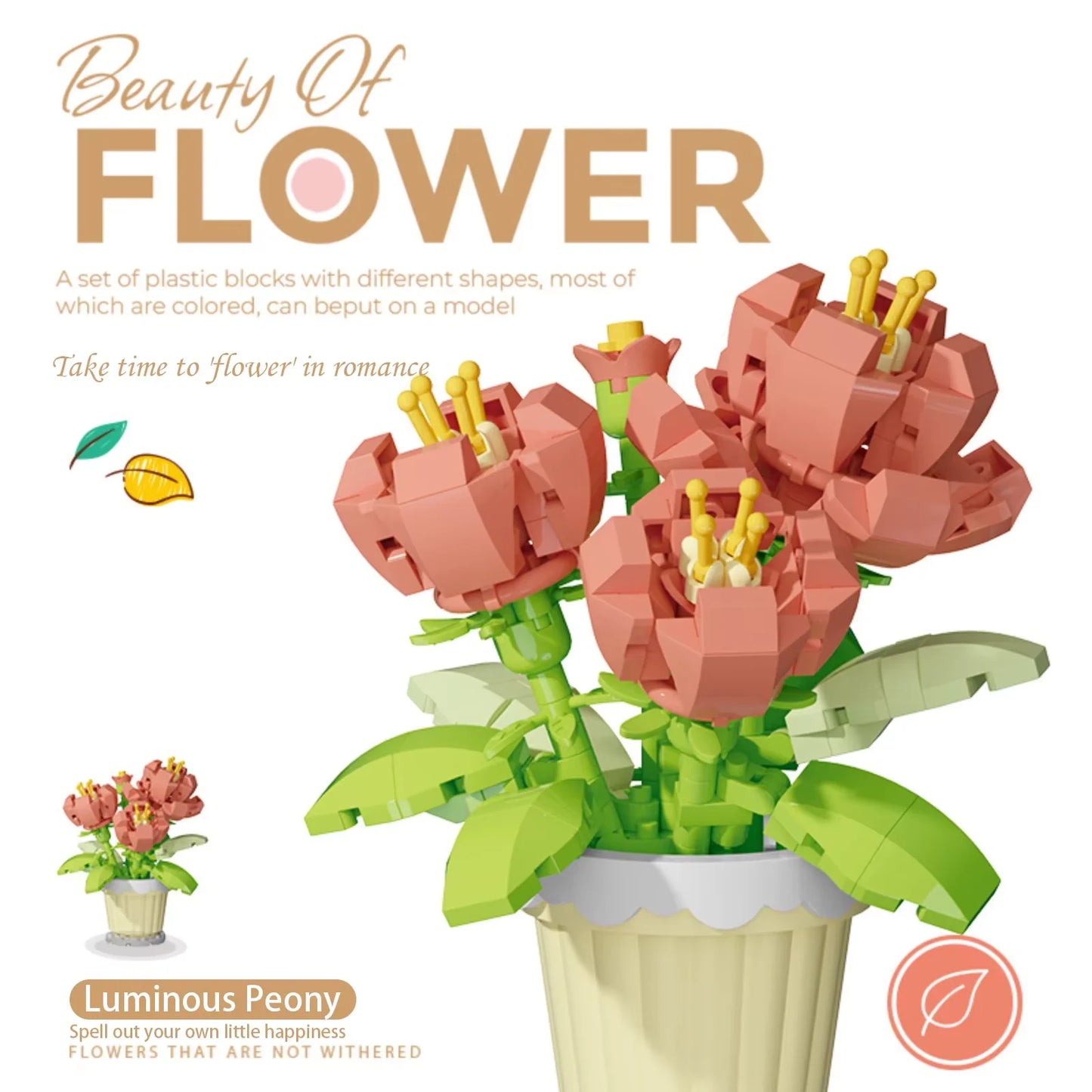 mini flower building block set with colorful potted plant designs micro self locking bricks DIY home desk decor toy gift