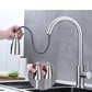 Black stainless steel pull out kitchen sink faucet with single handle design