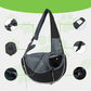 Small dog sitting inside breathable crossbody pet carrier bag