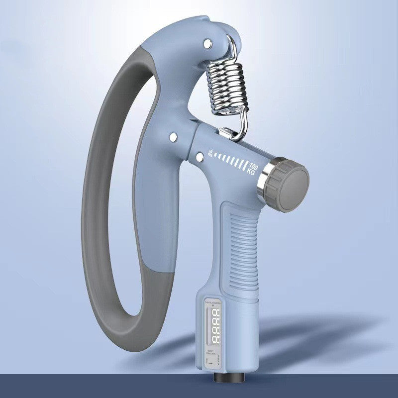 Smart counter display on hand grip fitness equipment