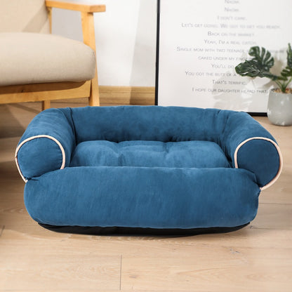 Soft plush pet sofa bed with padded support