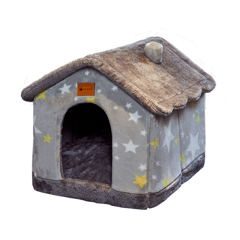 Soft winter dog villa pet bed for indoor use