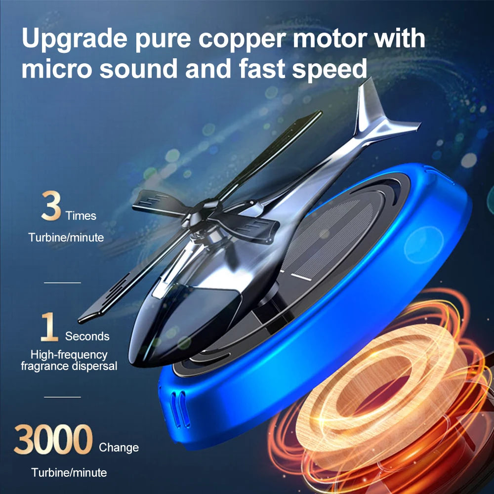 Solar powered rotating helicopter car air freshener dashboard decoration for vehicle interior