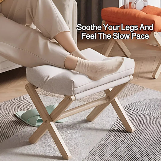 Solid Wood Shoe Changing Stool Rest Footstool Sofa 