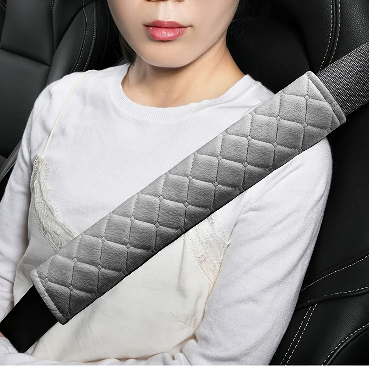 Solid color Short plush shoulder guard for car seat belts