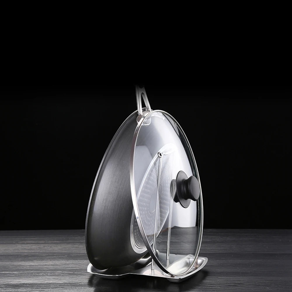 Stainless steel pot lid rack detachable pan cover shelf spatula holder kitchen utensil stand