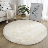 Super Soft Plush Round Rug Mat Fluffy White Carpets 