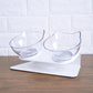Transparent cat ear pet bowl with raised base