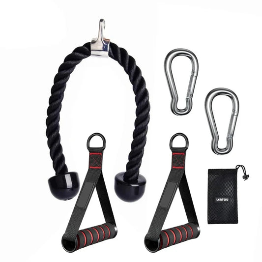 Triceps rope cable attachment set for gym workout
