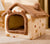 Warm dog house bed with soft roof