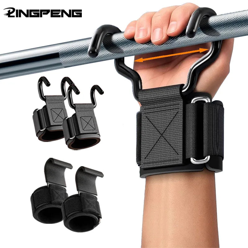 Weight lifting hook grips with wrist wraps