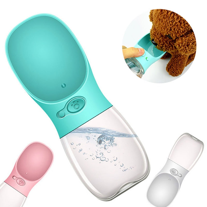 White portable pet water bottle with compact cup design