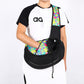 Woman wearing crossbody pet carrier bag with small dog