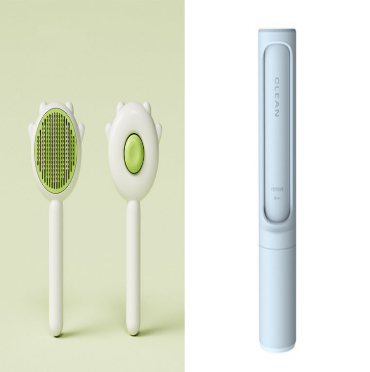 Yellow pet grooming brush for cats and dogs