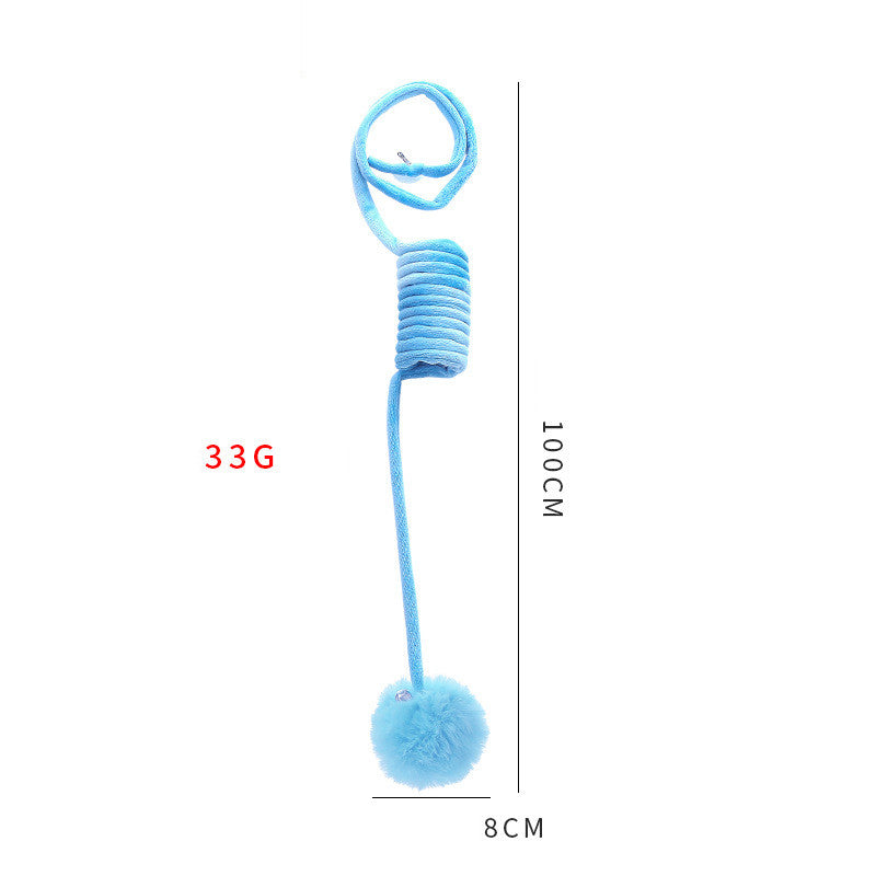 Interactive spring cat toy with suction cup and plush ball