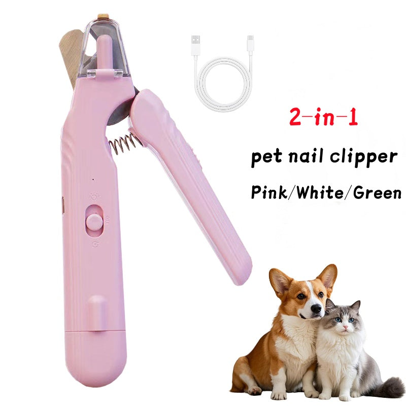 2-in-1 pet nail clipper with LED light