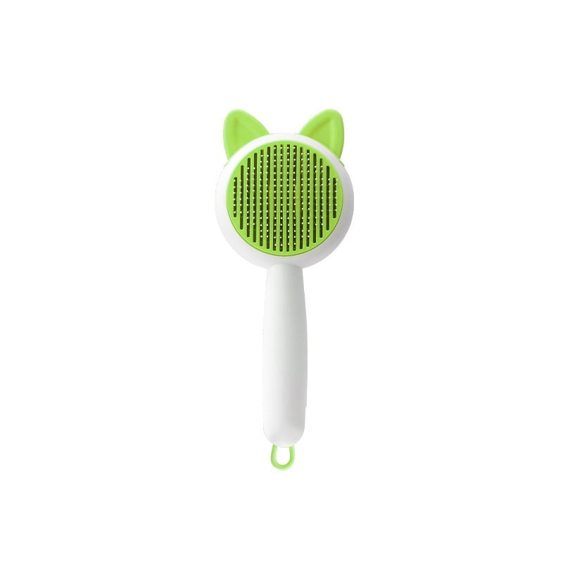 Self-cleaning pet hair remover brush for dogs and cats