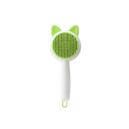 Self-cleaning pet hair remover brush for dogs and cats