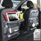 PU leather waterproof car seat back organizer with tray and storage pockets