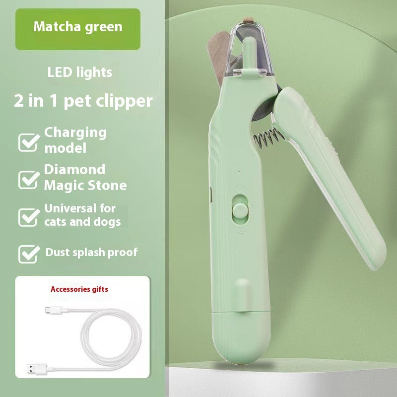 2-in-1 pet nail clipper with LED light