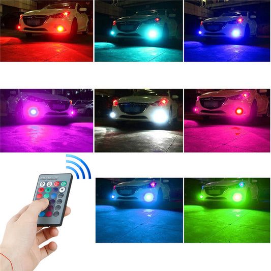 RGB LED fog lights with remote control for car