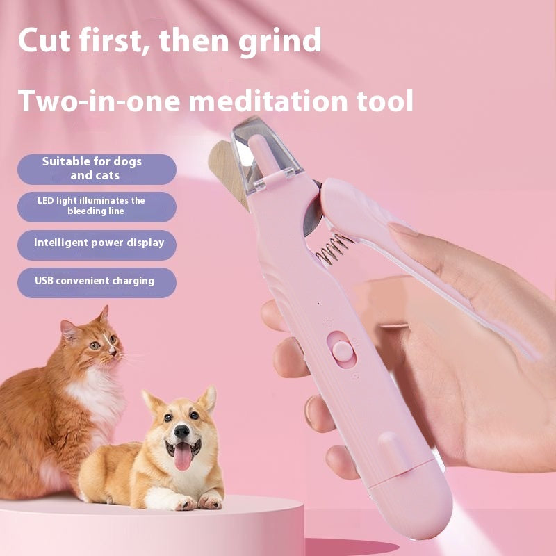 2-in-1 pet nail clipper with LED light