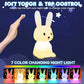 cute silicone rabbit LED night light with touch sensor rechargeable battery warm light and 7 color changing mode for kids bedroom nursery