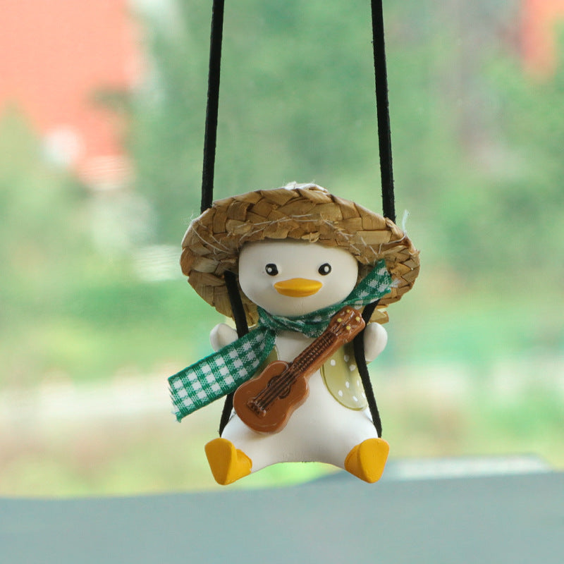 Cute anime duck car rearview mirror hanging pendant ornament