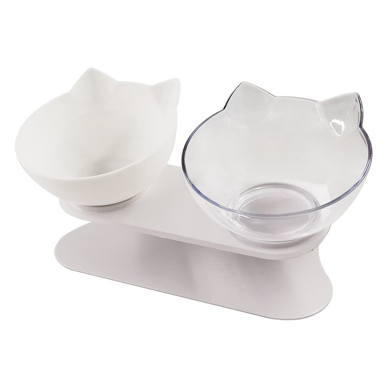 Transparent cat ear pet bowl with raised base
