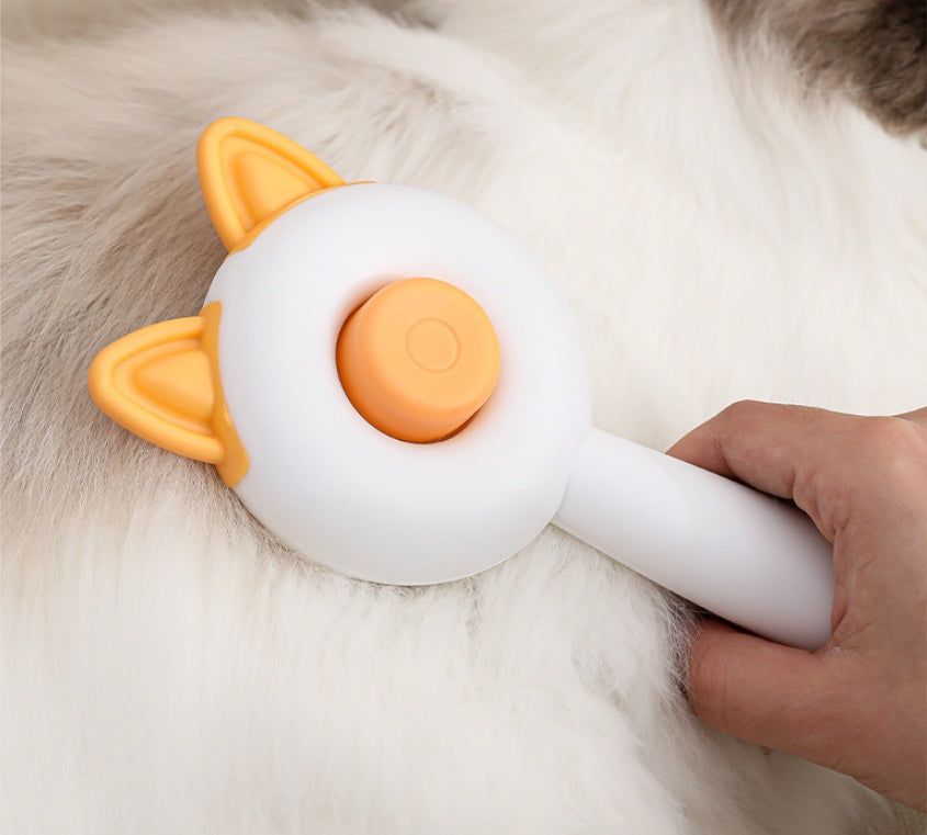 Self-cleaning pet hair remover brush for dogs and cats