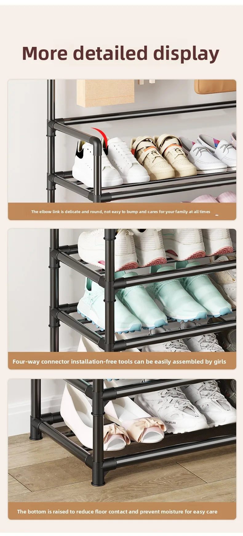 multi-layer door-mounted shoe and hat storage rack with side fabric for closet bedroom entryway behind door home organization