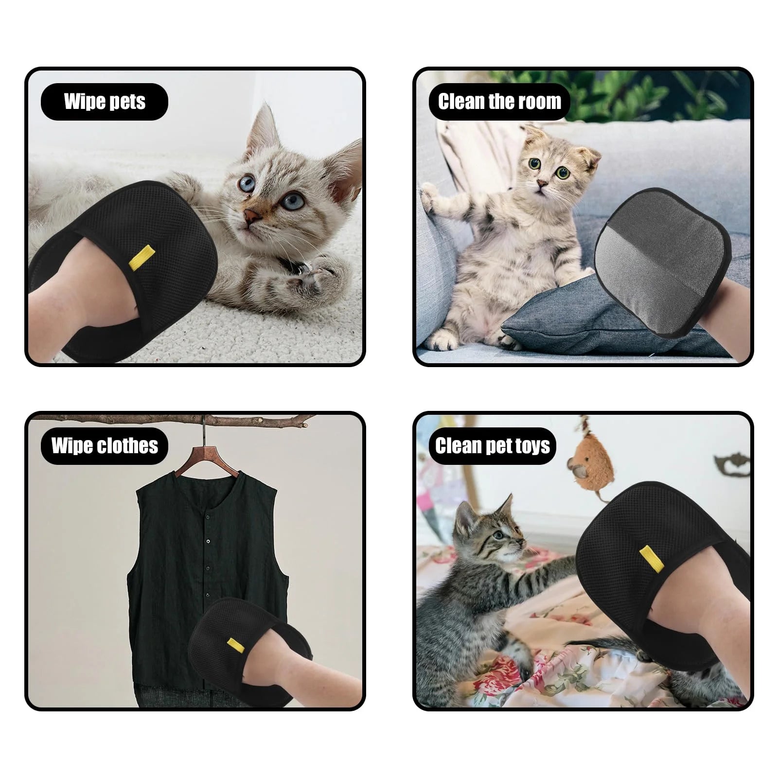 Double-sided reusable pet hair removal glove for cats and dogs
