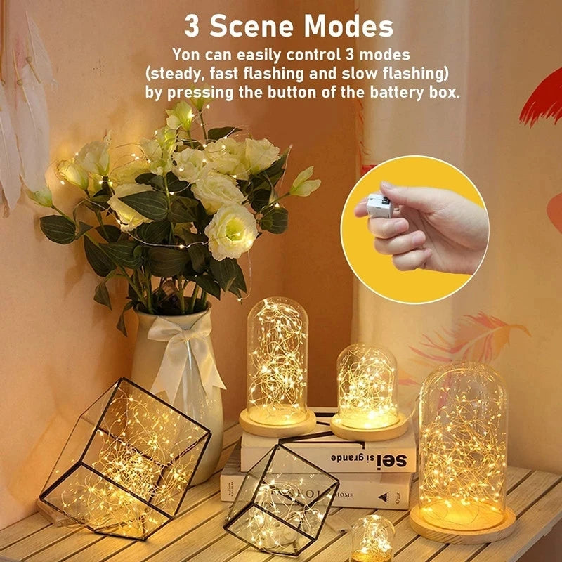 warm white button battery fairy string lights with LED bulbs for bedroom jars wedding party Christmas and home decor